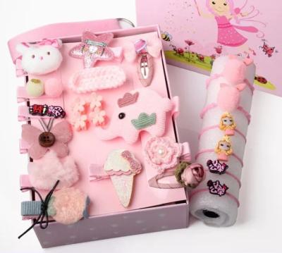 China 24 Exquisite Sets Cute Baby Hair Clips Sets Princess Children's Hair Clips Ties Gift Box Girls Gift Baby Hair Accessories Set for sale