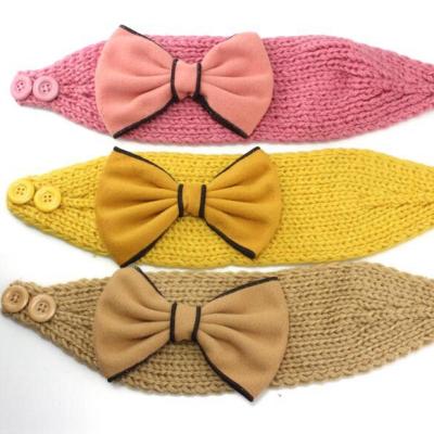 China CHUHE simple and elegant ladies large bow wool knitted headband hair accessories headband sports warm headband for sale