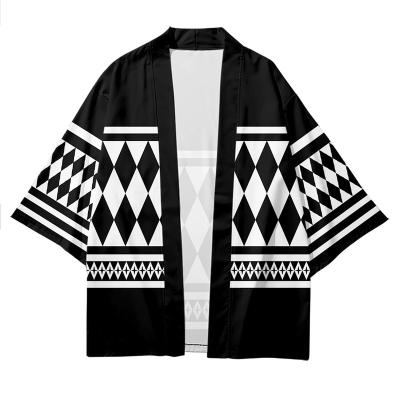 China Crane Seven Sleeves Open Front Lightweight Casual Mens Flight Polyester Cardigan Japanese Style Kimono Cardigan Jacket for sale