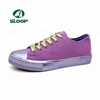 China Fashion Canvas Shoes 2018 New Design Purple Fashion Women Casual Rubber Shoe for sale