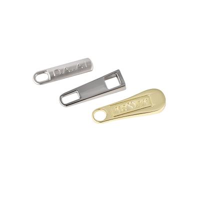 China OEM Nickel Free High Quality Metal Customized Logo Fashion Custom Rectangular Zipper Puller Pulls Head 5# For Purse Bag Purse for sale