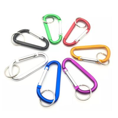 China Custom Heavy Industry Logo Metal Multitool Gold Black Colored Aluminum Snap Hooks Clip Clasp with Ring Keychain Climbing Carabiners Key for sale