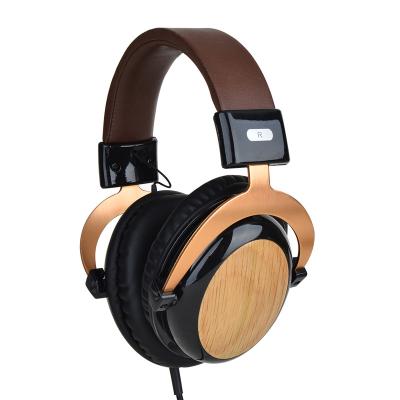 China DJ Use Overhead Wooden Earphone With Mic Detachable Extension 5 M Cable Wooden Headphone for sale