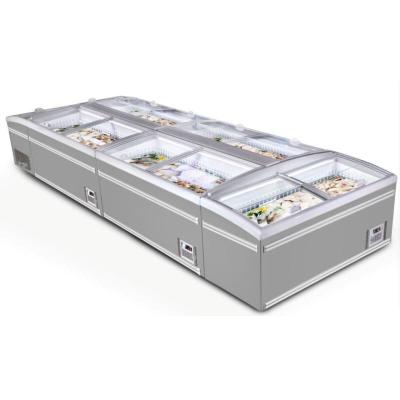 China Single-temperature Commercial Supermarket Double Basin Floor Display Chest Freezer for sale