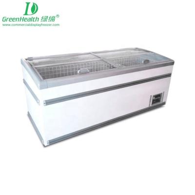 China Single-temperature Supermarket Energy-saving Seafood Showcase Frozen Chest Display Island Freezer for sale