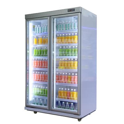 China Transparent Glass Supermarket Refrigerator Single-Temperature Door Beverage Beverage Upright Milk Display Cooler for sale