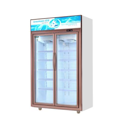 China Promotional Single-Temperature Double Door 800L Pepsi Glass Fridge For Beverage Display Cooler for sale