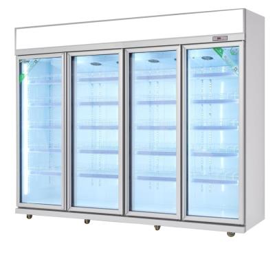 China Vertical Single-Temperature Four Glass Doors Beverage Fridge Cooler for sale