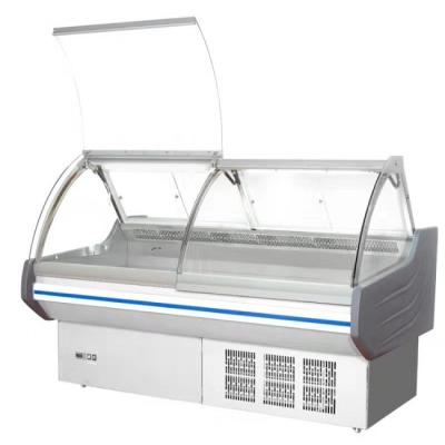 China Single-temperature Green&Health commercial curved glass butchery display fridge for meat fish for sale