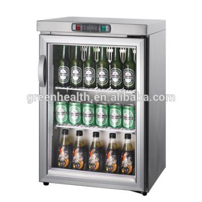 China Single-temperature Stainless Steel Glass Door 2 Mini Tabletop Refrigerator for sale