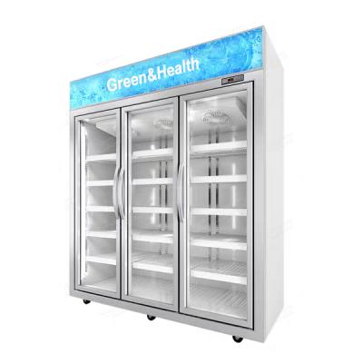 China Double-temperature Green&health Commercial Upright Glass Door Combo Fridge Freezer For Supermarket for sale