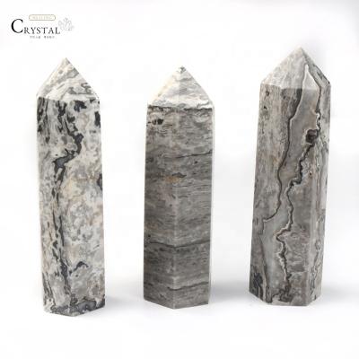 China Wholesale 100% Natural Reiki Healing Decoration Healing Crystal Points Stone Polishing Tower Picasso Natural Magic Wand for sale