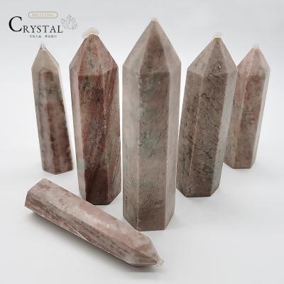 China 100% Natural Healing Wholesale Decoration Donghai Natural Crystal Point African Pink Stone Magic Wand for sale