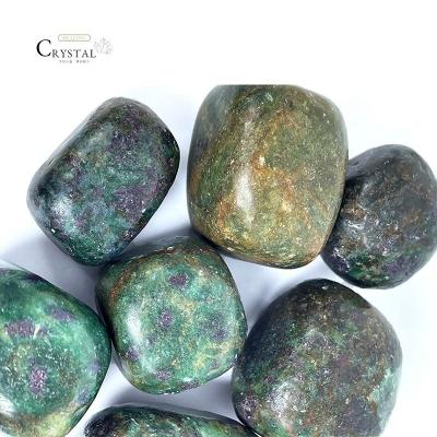 China Wholesale Natural Europe Red and Green Treasure Crystal Gravel Epidote Tumbled Stone For Sale for sale