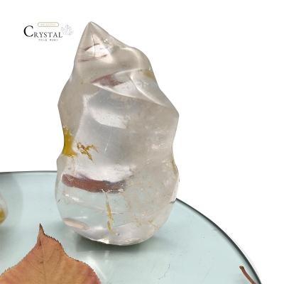 China Europe Newest Natural Flame Shaped Polished Carving Crystal Clear Quartz Torch For Home Decor for sale