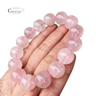 China Wholesale Handmade Polished Cut Natural Healing Stone CLASSIC Rose Quartz Crystal Bracelet for sale