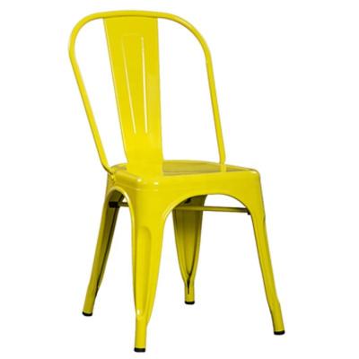 China Industrial Banquet Dining Chair Luster Yellow Metal Industrial Dining Chair Restaurant Stacking Cafe Furniture Rustic Chair For Sale for sale