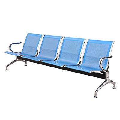 China Airport Seat Bank Fitness Room Bank Modern Bus Stand 4-Seater Hideaway Chair Blue Metal Stainless Steel Injection Bench Made in China for sale