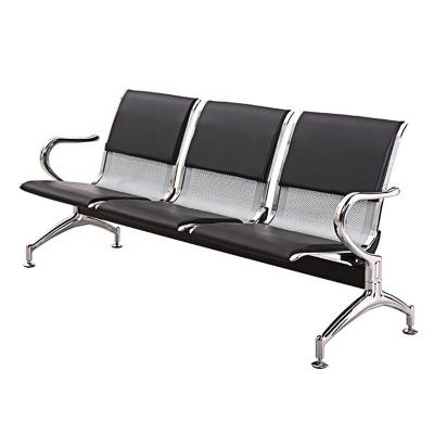 China Modern Black Leather Waiting Chair Hospital 3-Seater Airport Chair PU Airport Office Reception Room Bench Public Chair For Infusion for sale