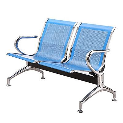 China Cheap Small Hospital Clinic Small Hospital Airport Bank Reception Desk Modern Blue Metal Double Chair Rust Proof Waiting Rest Chair for sale