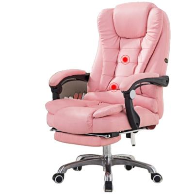 China Ergonomic (Height) Furniture Adjustable Swivel Office Chair With Vibrating Massage Rose Executive Electric Revolving Reclining Chair For Women Adults for sale