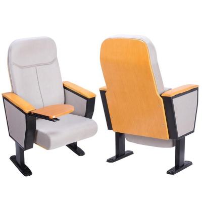 China Modern Wood Church Conference Meeting Hall Furniture Chair Gray Fabric College School Conference Room Seating Chair For Auditorium for sale