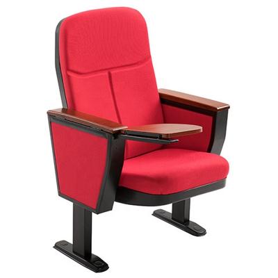 China Modern Fold Auditorium Chair With Writing Tablet Red Color Cinema Seats Theater Chair Height Fabric Attendant Chair Cinema Canvas Leather for sale