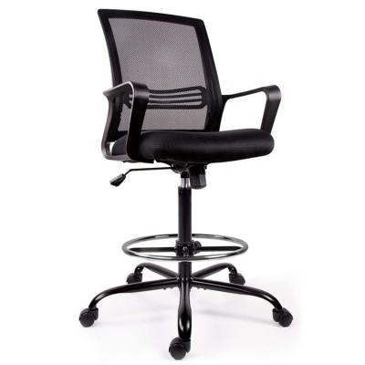 China Mesh Boutique Cashier Counter Chair Adjustable Star High Office Stool (Waist) Drafting Chair with Footring and Arms for sale