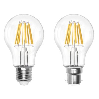 China China supplier 4w 6w 8w A60 residential clear led filament bulb E27 B22 led light for home lamp for sale