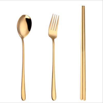 China Sustainable Luxury Modern Wedding Plated Cutlery 304 Stainless Steel Dinnerware Chopsticks And Spoon Gold Flatware Set for sale