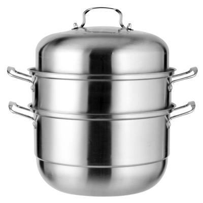 China 28cm Multifunctional Stock Deeper Pots Viable Three Layers Thicken Soup Pot Stainless Steel Steamer Pots for sale