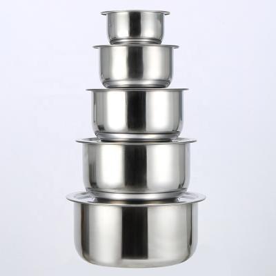 China 5PCS Stainless Steel Pot Set India Good Quality Commercial Stock Cooking Soup Bowl for Home Use and Sustainable for sale