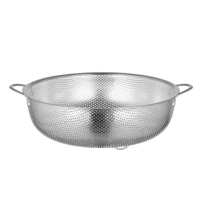 China Wholesale Viable Different Height Edge Washing Basket Kitchen Fruit Strainer Wide Different Perforated Stainless Rice Colander With Handle for sale