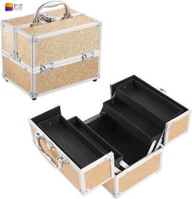 China Fashion Portable Aluminum Cosmetic Case Makeup Case With Trays Professional Artist Cosmetic Box Makeup Kit Case Train for sale