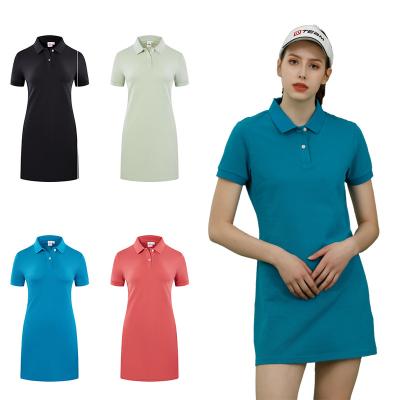 China Plus Size Women Breathable Dresses Sheath Short Polo Collar Dresses Custom LOGO Elegant Casual Polo for sale