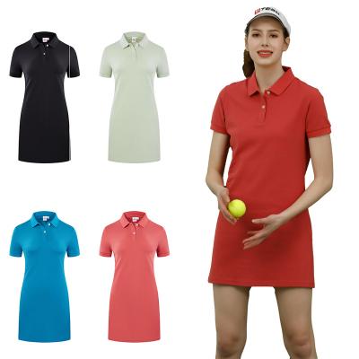 China Women's Casual Breathable Women's Short Sleeve Polo Collar Dress LOGO Custom Office Polo Dress for sale