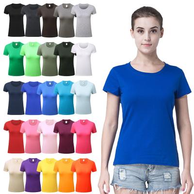 China Breathable Wholesales Plus Size Women's Round Neck T-Shirts 100% Cotton Logo Printing Lady Simple Custom Tee Shirt for sale