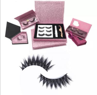 China Qingdao 3d Strip Russian Silk Eyelashes Double Volume Fluffy Natural Strands for sale