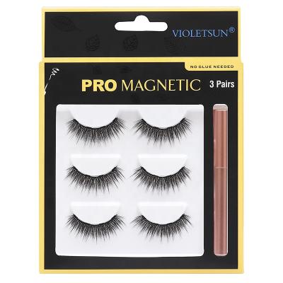 China 2020 New Style Quick-drying Wholesale 3 Pairs Korean 3D Magnetic Eyeliner And Magnetic Eyelash Kit for sale