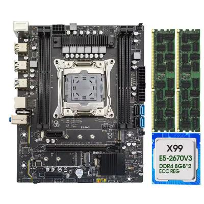 China 16G DDR4 RECC RAM 2133Mhz LGA 1151 X99 Motherboard with Xeon E5 2670V3 CPU M.2 NVME USB 3.0 Ports for sale