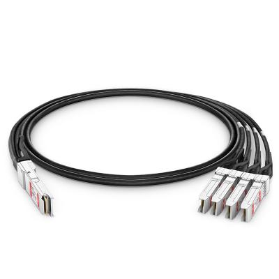 中国 40g 100g Qsfp から Sfp 28 カスタムケーブル組立 多機能ジャケット TPE Qsfp-4sfp10g-cu1m 販売のため