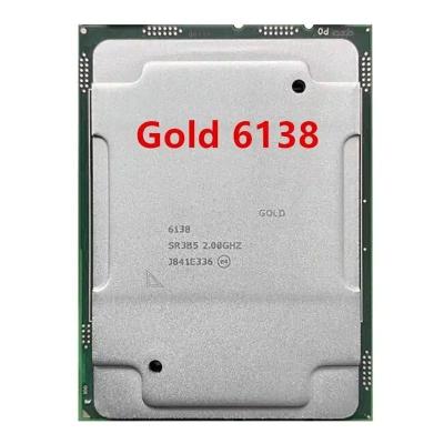 China Customized Scalable processor gold 6138 processor server good CPU 20core 2.0GHz for server 6138 processor cpu high performance for sale