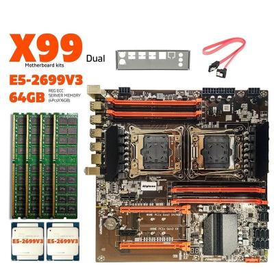 China Customized X99 Motherboard With LGA 2011-3 XEON E5 2699V3 *2 CPU With 4*16GB = 64GB DDR4 2133MHz server memory combo kit for sale