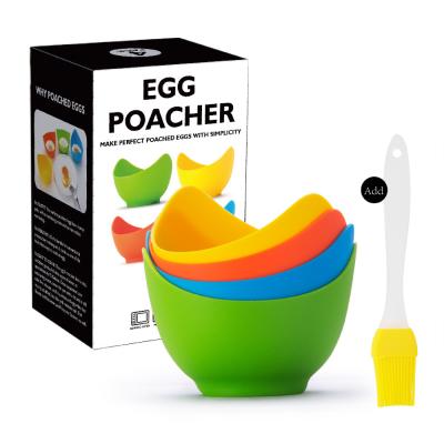 China Poacher Stocked Eggs - Poached Egg Cooker With Ring Standers Food Grade Non Stick Silicone Egg Poaching Cup For Microwave for sale