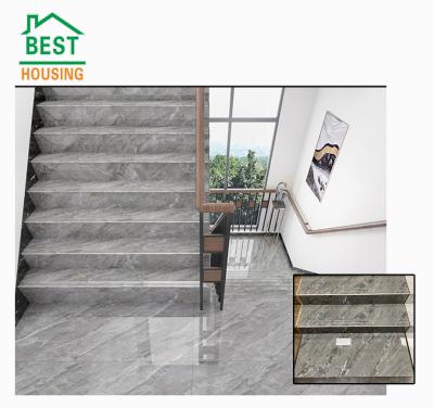 China Modern Dark Gray Marble Design Glazed Tile 120x47 Original Edge Stairs Tile for sale