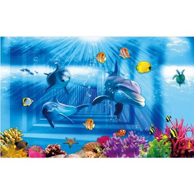 China Modern ocean blue sea tiles customized 3d bathroom decorative waterproof ceramic wall tiles with dolphin for sale