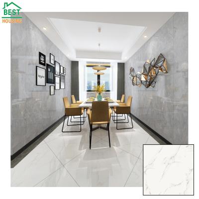 China Modern Marble Design Italian Style Carrara White Tiles Office Building High Quality Lobby Flooring Porcelain Tiles for sale