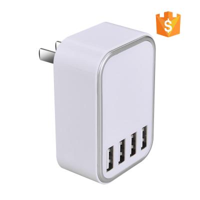 China Travel Multi Left Home Mobile Phone 4 USB Fast Wall Charger With FCC ROHS 5V 4.5A US AU US EU PLUG Wall Mount Charger Adapter the CE of kc SAA for sale