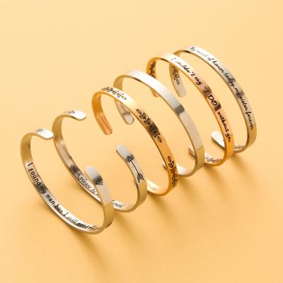 China Factory wholesale high quality casual/sporty bracelet with stainless steel C shape open cuff for customization for sale