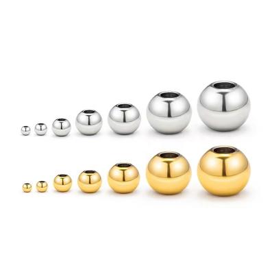 China Wholesale Stainless Steel Beads Beads With Real 14K Gold Plated Spacer Bead For Jewelry Components Making for sale